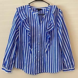 J.Crew Striped Ruffle Button-Down